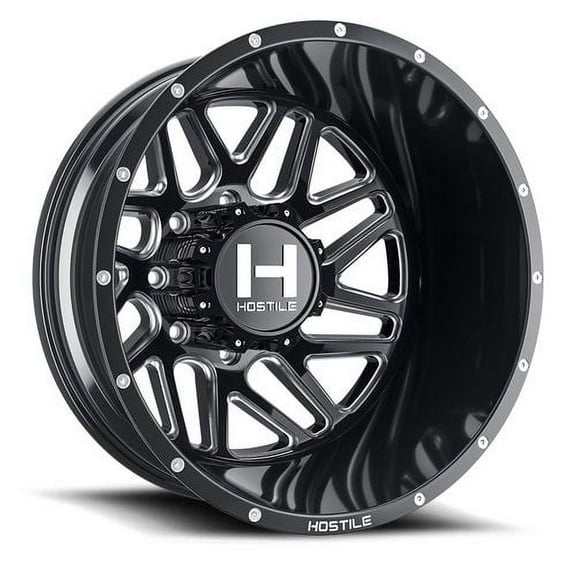 22x8.25 Hostile H401 Sprocket Dually Rear Gloss Blk Milled Wheel 8x210 (-221mm)