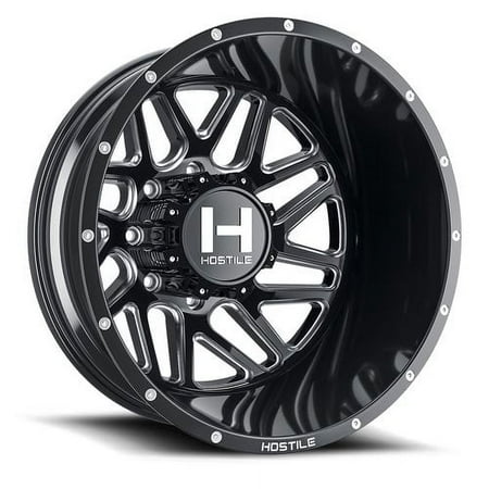 22x8.25 Hostile H401 Sprocket Dually Rear Gloss Blk Milled Wheel 8x6.5 (-221mm)