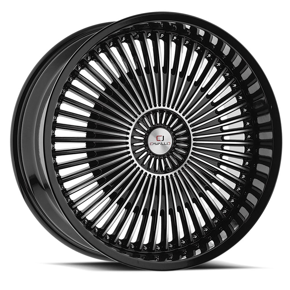 22x8.5 Cavallo CLV-41 Gloss Black & Machined Wheel 5x112/5x4.5 (38mm)