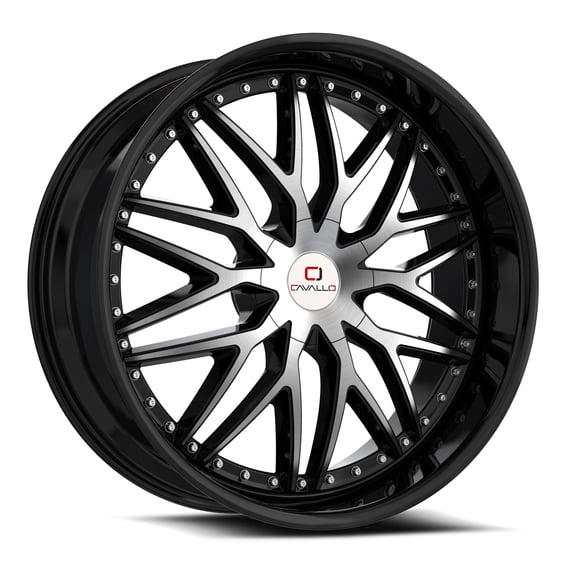 22x8.5 Cavallo CLV-46 Gloss Black & Machined Wheel 5x112/5x4.5 (38mm)