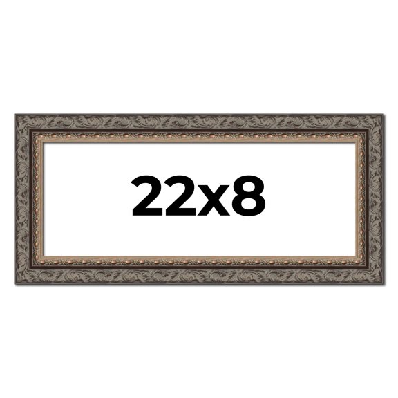 22x8 Frame Black Real Wood Picture Frame Width 2 inches | Interior Frame Depth 0.5 inches | Fitz