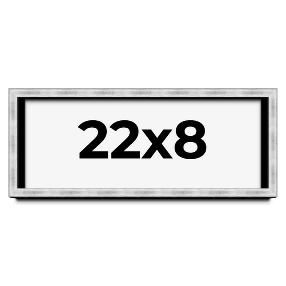 22x8 Frame Brushed Silver Solid Wood Picture Frame | 0.75 Inch Moulding Width | Rabbet Depth 0.75