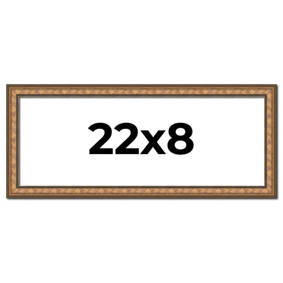22x8 Frame Gold Real Wood Picture Frame Width 1.25 inches | Interior Frame Depth 0.5 inches |