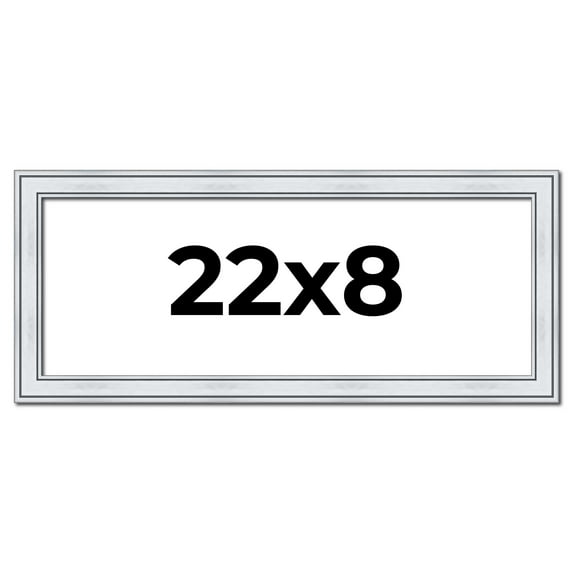 22x8 Frame Sterling Silver Solid Wood Picture Frame | 1.25 Inch Moulding Width | 0.75 Inch Interior