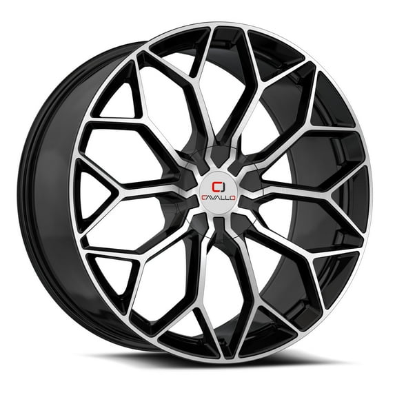 22x9.5 Cavallo CLV-44 Gloss Black & Machined Wheel 5x115/5x120 (15mm)