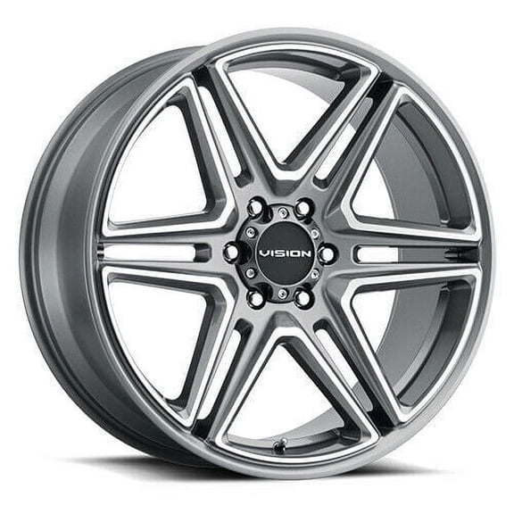 22x9.5 Vision 476 Wedge Gunmetal Machined Wheel 5x5.5 (8mm)