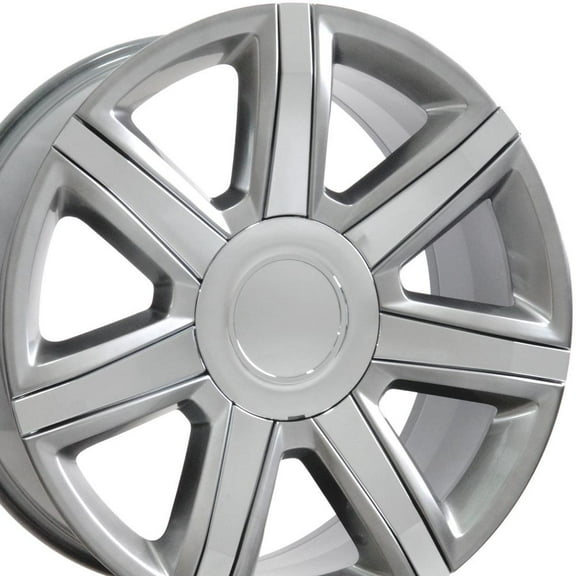 OE Wheels CA87 22 Inch Rims Fit Escalade Style 6x139.7 22x9 Gloss Hyper Silver with Chrome Insert - Hollander 4739 (Set of 4)