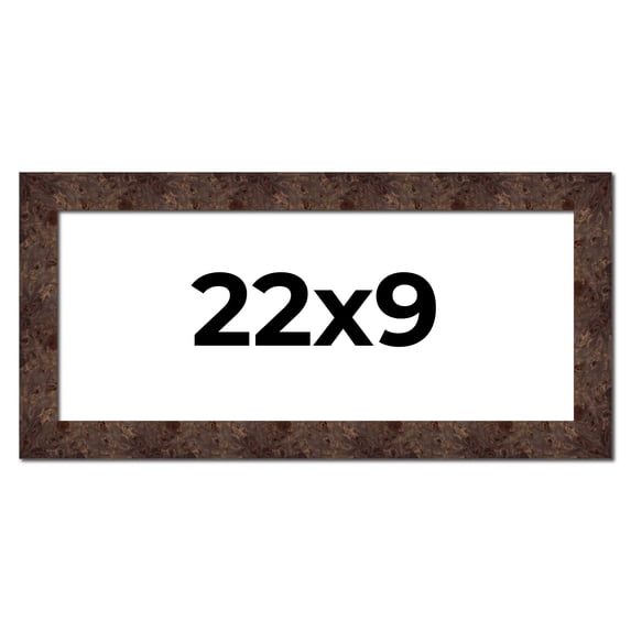 22x9 Frame Brown Burl Real Wood Picture Frame Width 1.625 Inches | Interior Frame Depth 0.5 Inches