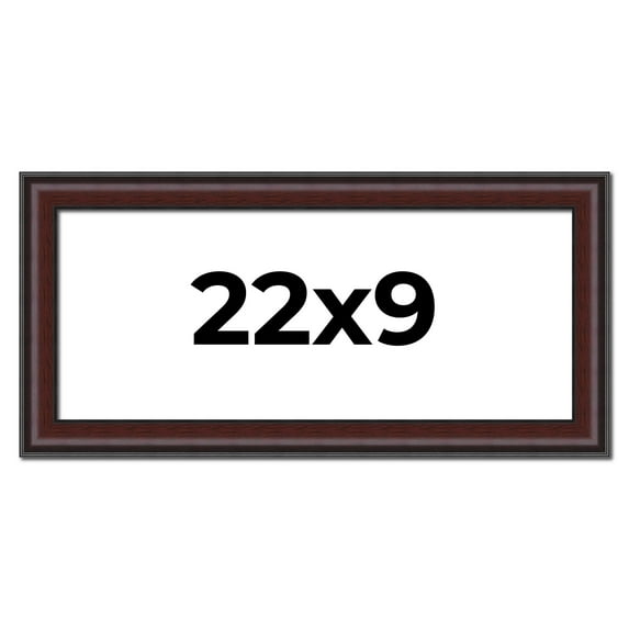 22x9 Frame Brown Round Mahogany Solid Wood Picture Frame | 1.625 Inch Moulding Width | with UV