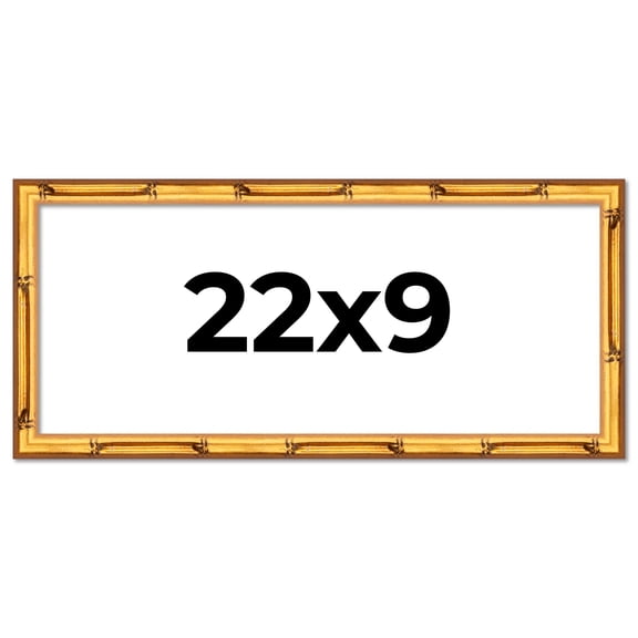 22x9 Frame Gold Bamboo Picture Frame - Complete Modern Photo Frame Includes UV Acrylic Shatter