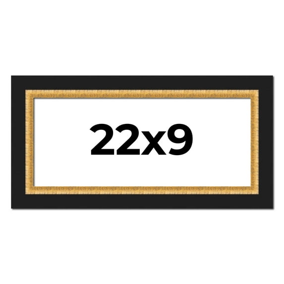 22x9 Frame Gold Real Wood Picture Frame Width 2.25 Inches | Interior Frame Depth 0.5 Inches |