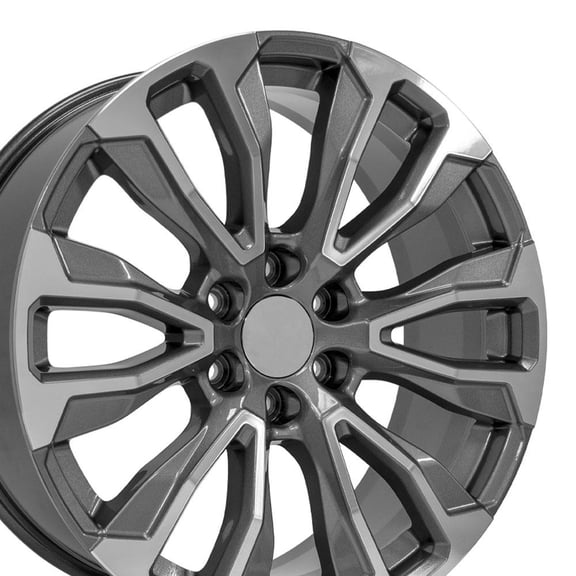 OE Wheels CV30 22 Inch Rim Fits Yukon Denali Style 6x139.7 22x9 Gloss Gunmetal Machined - Hollander 14025 (1)