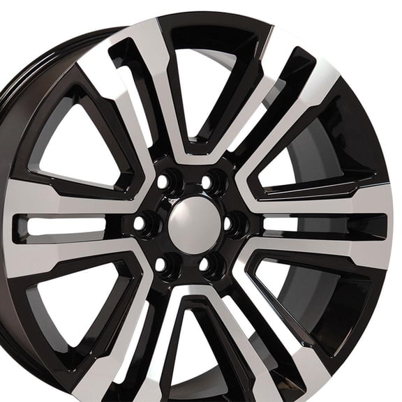 OE Wheels CV44 22 Inch Rim Fits Yukon Denali Style 6x139.7 22x9 Gloss Black Machined - Hollander 5822 (1)