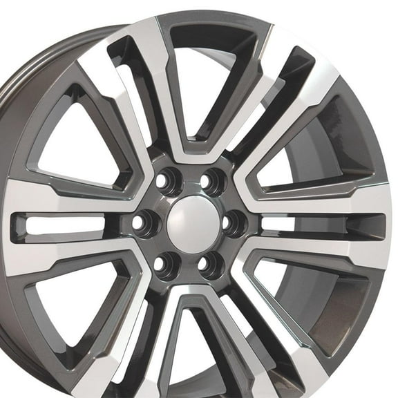 OE Wheels CV44 22 Inch Rim Fits Yukon Denali Style 6x139.7 22x9 Gloss Gunmetal Machined - Hollander 5822 (1)