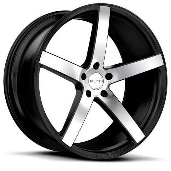 22x9 Ruff R1 SATIN BLACK W/ MACHINED FACE Wheel 5x4.5 (38mm)