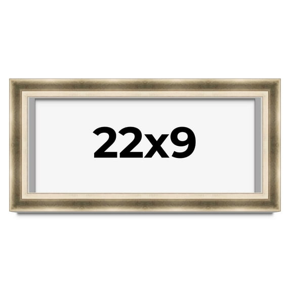 22x9 Shadow Box Frame Silver | 1.75 inches Deep Real Wood Traditional Shadowbox Display Frame | UV