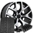 thumbnail image 1 of OE Wheels CV92 22 Inch Rims and Tires Fit Sierra 1500 Honeycomb Style 6x139.7 22x9 Gloss Black Machined - Hollander 5656 - iMove Gen 2 SUV 285/45-22 (Set of 4), 1 of 5