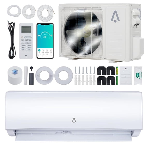 23,000 BTU Mini Split Air Conditioner, 19 SEER2 Split Ac/Heating System, Inverter Ductless Air Conditioner w/Alexa, Heat Pump & Installation Kit, Cool Up to 2000 Sq. Ft, 230V