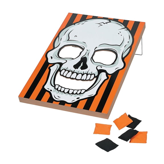 23 1/2" x 35 1/2" Large Halloween Skull Board Black & Orange Bean Bag Toss Game