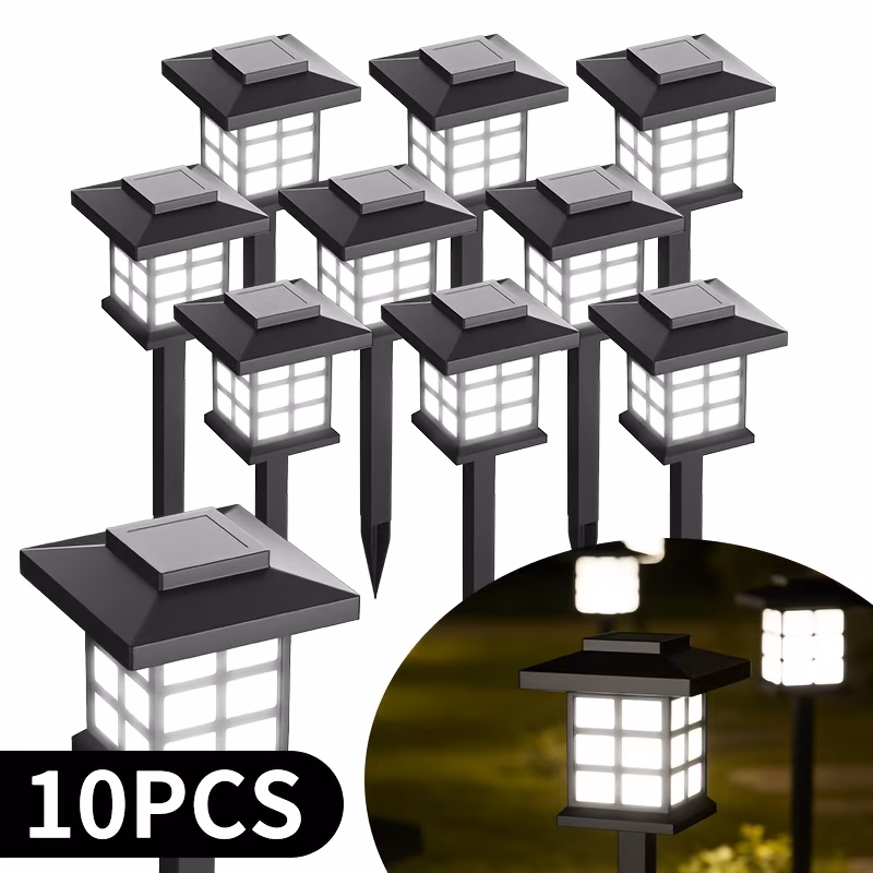 10 Pack LED Solar Outdoor Pathway Lights - Auto On/Off, IP55 Waterproof, Windproof & Rustproof, Warm/White/Color Lighting for Garden, Yard, Lawn, Landscape Decor | Perfect Outdoor Gift