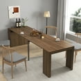 thumbnail image 1 of 23"-118" Extendable Dining Table with Outlet for 2-12 People, Space-Saving Extra Long Folding Conference Meeting Table with Storage for Party, Weddings, Walnut, 1 of 8