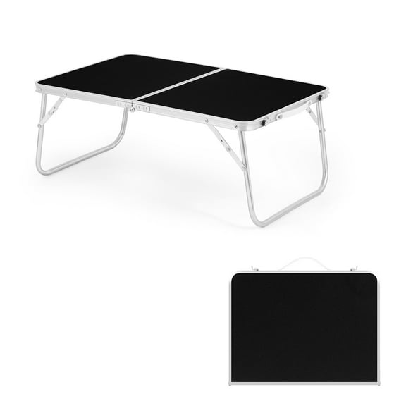23*15 inch Foldable laptop table, bed table, breakfast service bed tray, portable mini picnic table and ultra-lightweight, foldable half with internal storage black