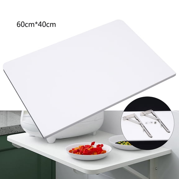 23*15in White Wall-Mounted Drop-Leaf Table, Folding Kitchen & Dining Table Desk, Home Office Table Desk Workstation, Computer Desk, Trestle Desk