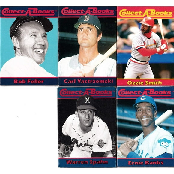 5 1990 Collect A Books Ernie Banks Bob Feller Ozzie Smith Warren Spahn Carl Yastrzemski
