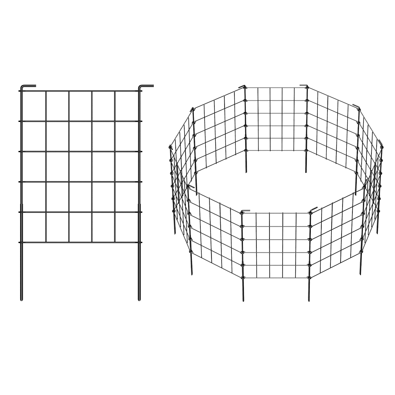 23.2" (H) x 10FT (L) Metal Decorative Garden Fence Outdoor Patio Barrier Raised Black