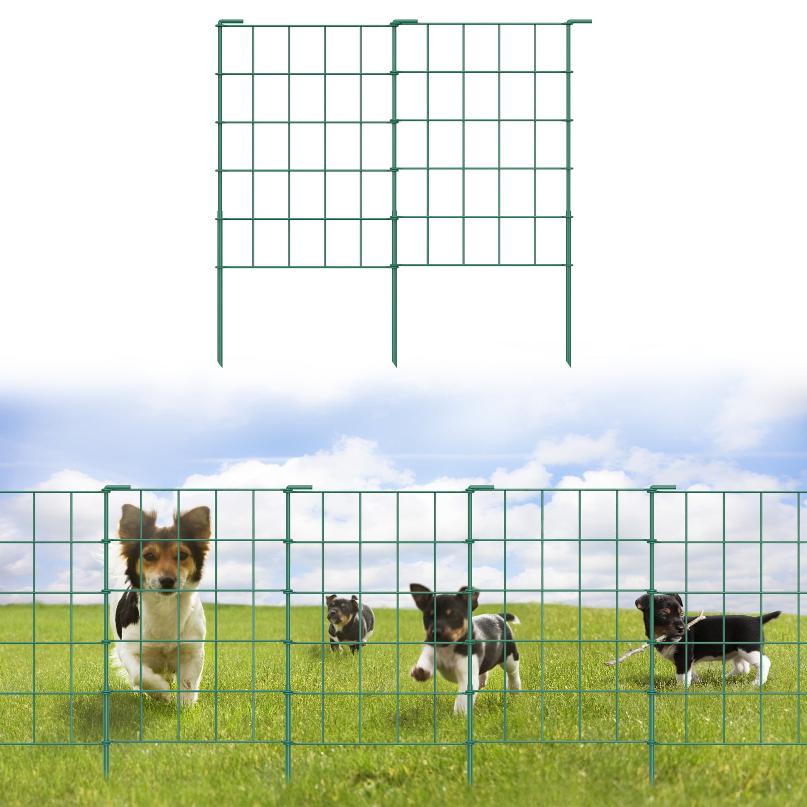 23.2" (H) x 20FT (L) Metal Decorative Garden Fence Outdoor Patio Barrier Raised Green