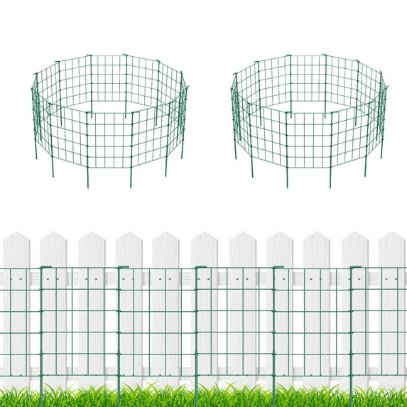 23.2" (H) x 27FT (L) Metal Decorative Garden Fence Outdoor Patio Barrier Raised Green