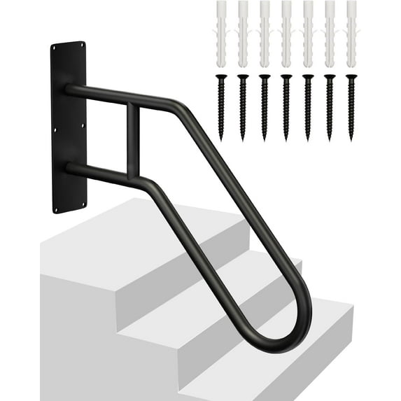 23.2 Inch Outdoor Steps Stair Railing, 1 to 3 Steps Stairs Wall Mounted Handrail for The Elderly, Kids, Disabled, Pregnant Women