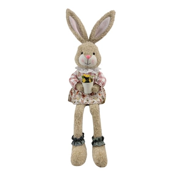 23.22" Easter Long Legged Bunny Decor, Large Easter Plush Bunny Figurine, Rustic Soft Doll, Spring Decoration, Standing Rabbit Statue Figure For Home Decoration And Desktop Easter Bunny Figur