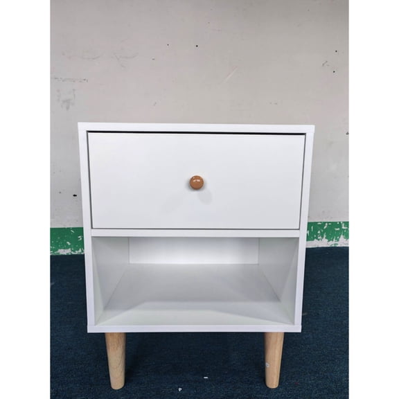 23.23 Inches Nightstand with One Drawer and Shelf | Used in Kids and Adults' Bedroom | Constructed from MDF with Wood Handles | Solves Storage Issues with Simple Installation