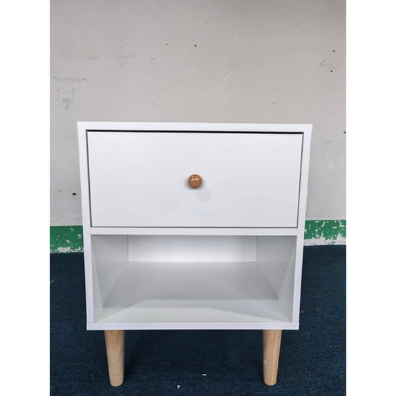 23.23'' Tall Nightstand with Drawer and Shelf | Suitable for Kids and Adults' Bedroom | Constructed from MDF with Sturdy Pine Legs | Solves Storage Problems with High - Capacity Design