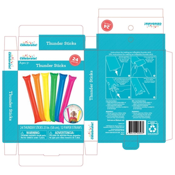 23`` Inflatable Thunder Sticks, 24 Count, by Way To Celebrate