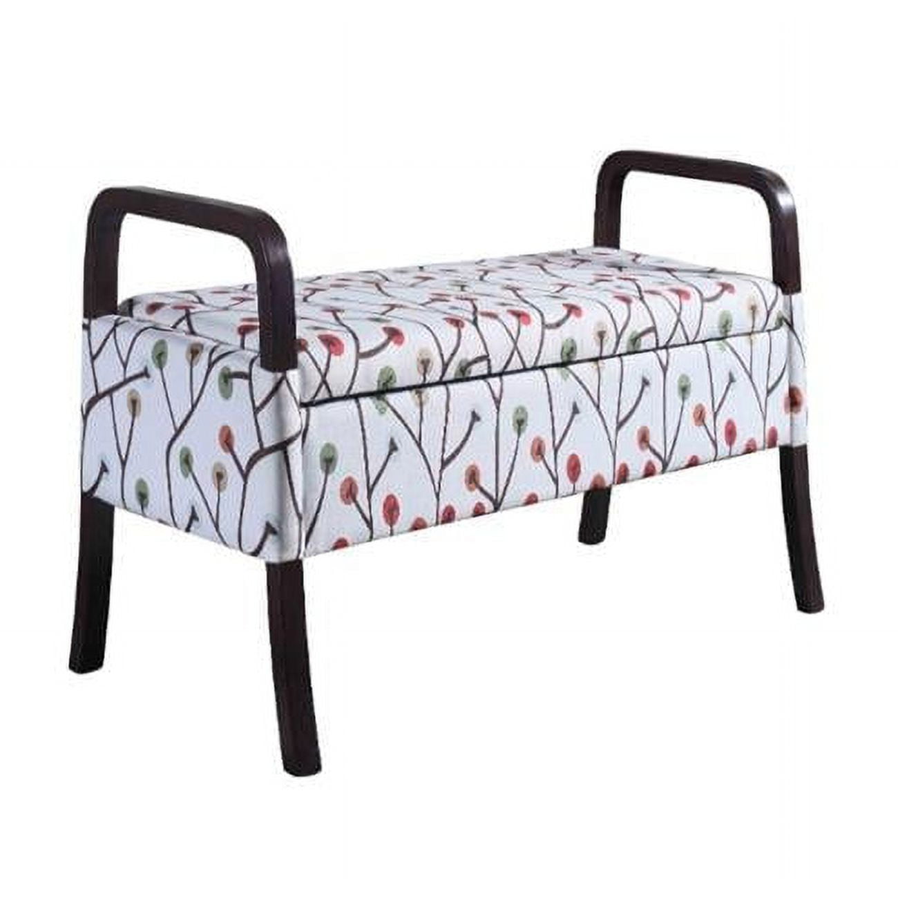 White Acrylic Upholstered Storage Bench with Arms