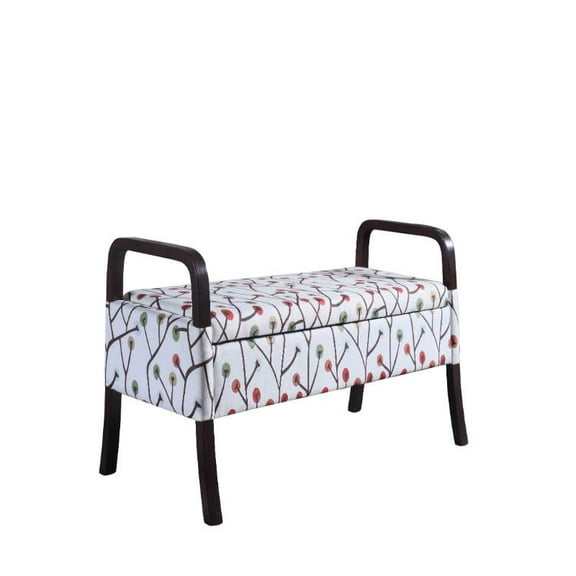 23.25" Cherry Blossom Wooden Arm Storage Bench