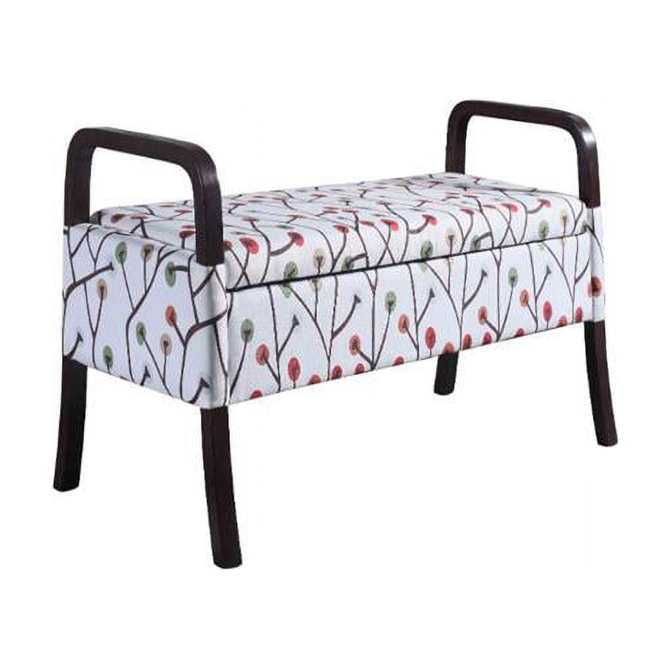 White Acrylic Upholstered Storage Bench with Arms