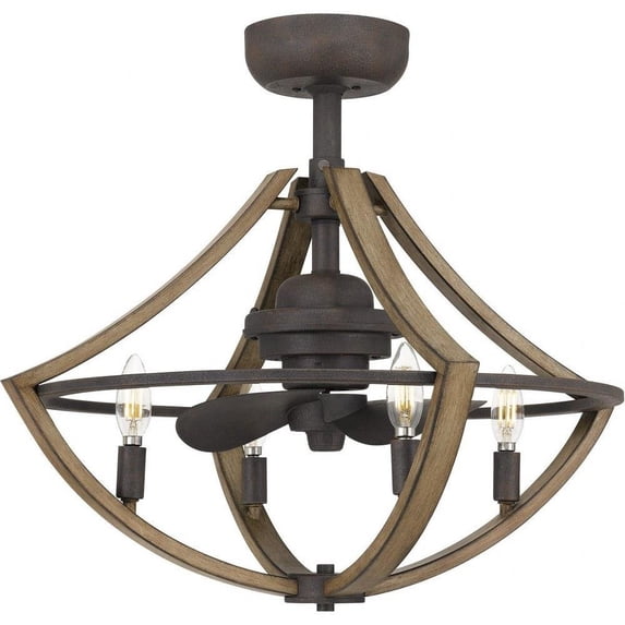 23.25 inch 24W 4 Led Fandelier Rustic Caged Ceiling Fan Bailey Street Home 71-Bel-4423712