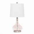 thumbnail image 1 of 23.25in. Contemporary Rippled Colored Glass Bedside Desk Table Lamp with White Fabric Shade, Pink Rose Quartz, 1 of 1