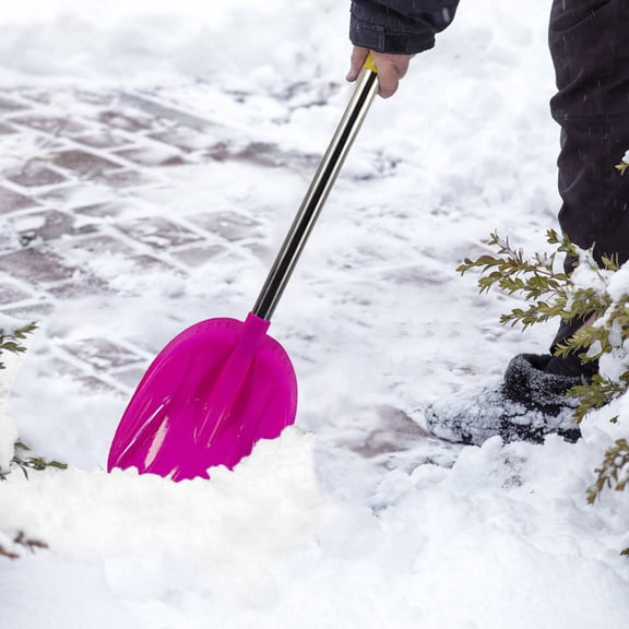 23.2In Snow Shovel With Grip Handle Plastic Summer Beach Sand Shovel For Outdoor Yard Garden Driveways Removal(Hot Pink-59X18.5X9.6Cm)