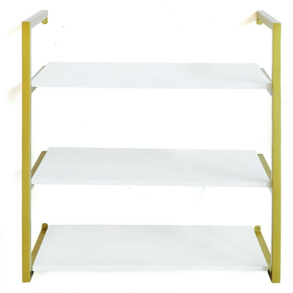 23.2x9.8x28.4 inch 3 Tier Gold Floating Shelves Rack Wall Mounted Storage Photos Display Space Saver