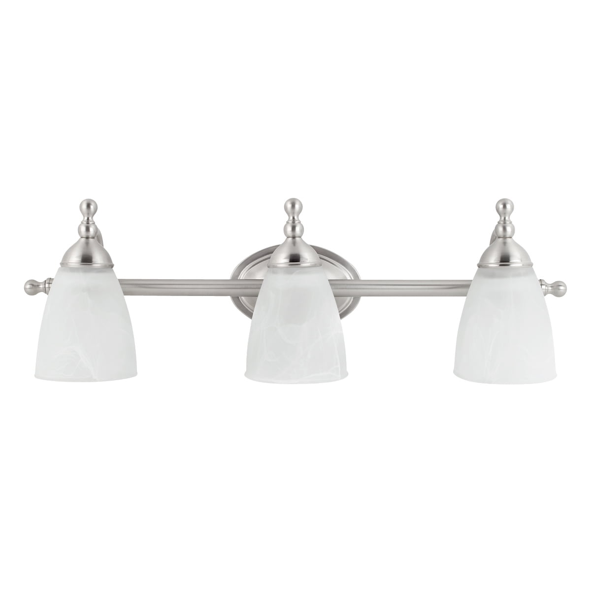 Diana Satin Nickel 3-Light Vanity with Alabaster Glass Shades