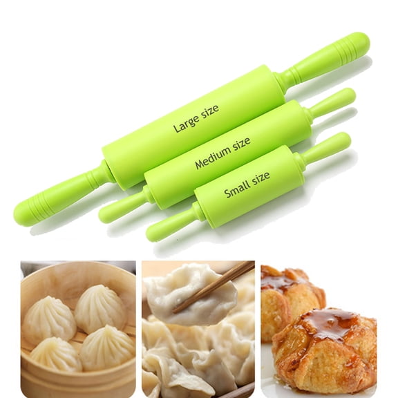 23/30/43cm Silicone Dough Roller Plastic Handle Rolling Pin Non-Stick Pastry Roller Fondant Cake Noodles Dumpling Roller Kitchen