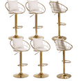 thumbnail image 1 of 23-31 Inch Velvet Bar Stools, Counter Height Adjustable Swivel Barstools High Bar Chairs with Back & Golden Metal Base, Stools Chair with Footrest for Dinning Room and Bar(White,Set of 6), 1 of 11