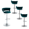 thumbnail image 1 of 23-32 Inch Velvet Bar Stools, Counter Height Mechanical Lifting Swivel Barstools High Bar Chairs with Chrome Footrest and Base, Stools Chair with Footrest for Home Kitchen Island, Pub(Green,Set of 4), 1 of 9