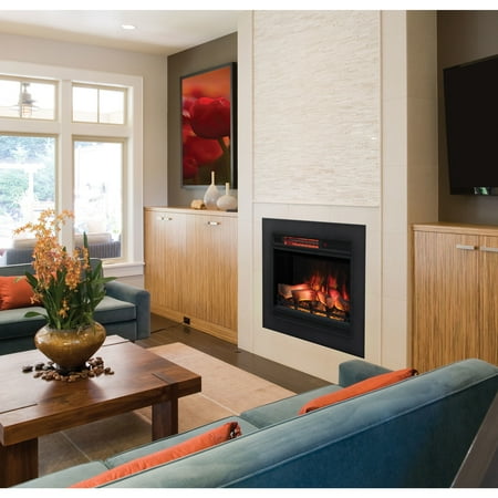 Twin Star Home - 23” 3D Infrared Quartz Electric Fireplace Insert with Safer Plug and Safer Sensor - Black