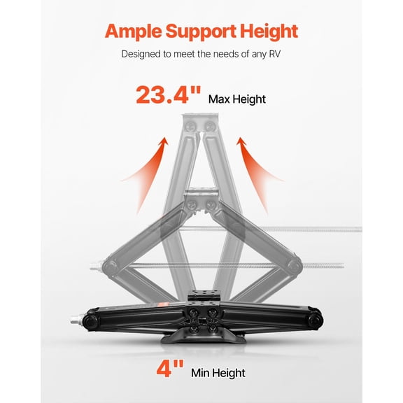 23.4 Inch RV Scissor Jacks 5000 lbs Stabilizer Leveling Jack for Travel Trailer - Pack of 2