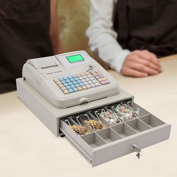 23.46*13.19*7.68in Modern Electronic Cash Register with Drawer Box Classified Storage